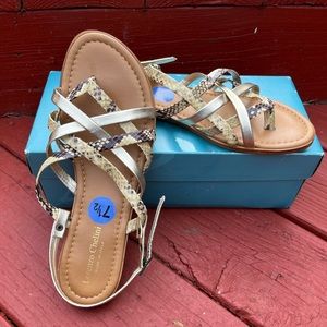 Lorenzo Chelini Gold Sandals Size 7 1/2 Italian Made